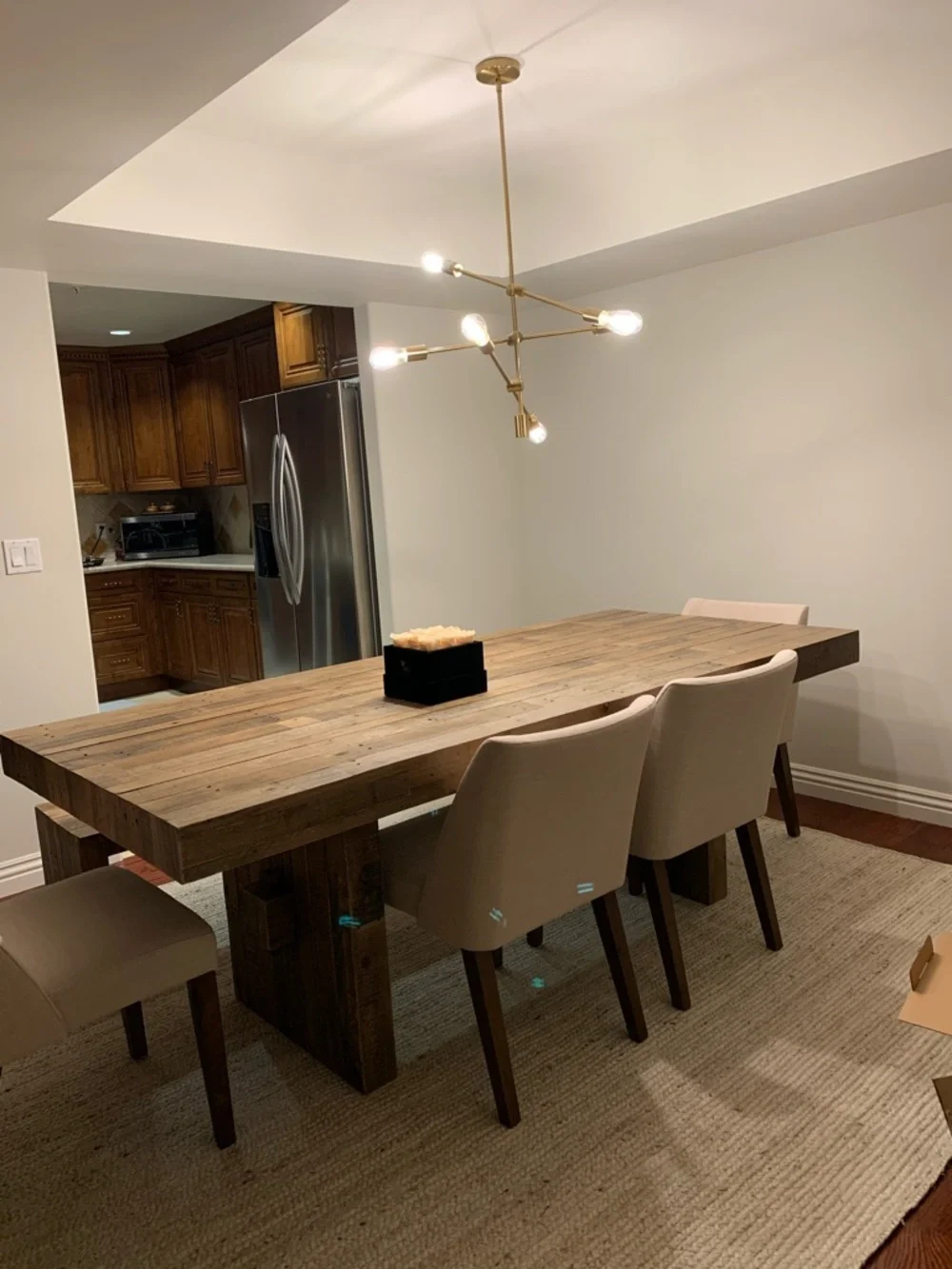 West Elm Emmerson 87” Dining Table and Bench - Natural Brown + 4 Chairs